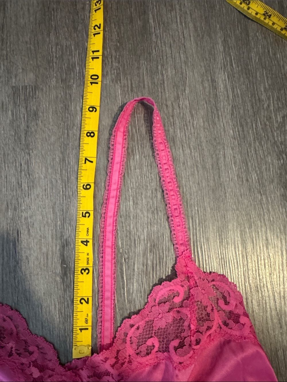 Vintage Union Made 80s Drop Waist Fuchsia Lace-Trim Nightgown - Picture 9 of 13